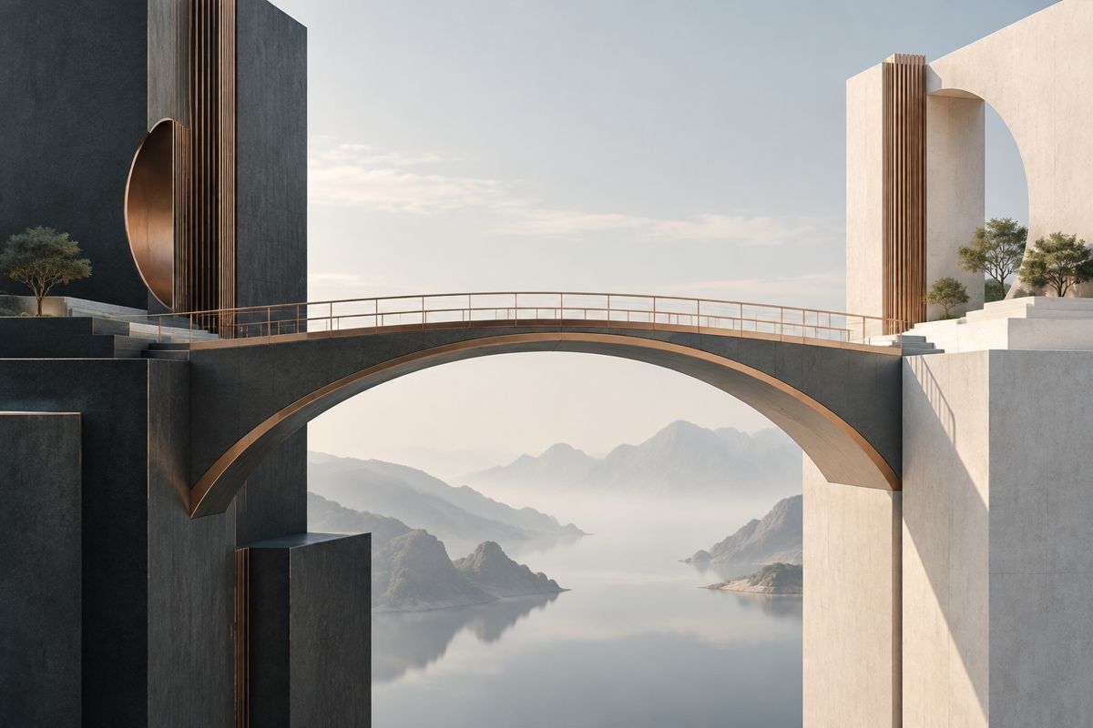 Conceptual bridge representing partnerships between markets